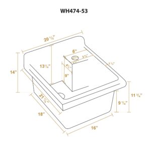 Vitreous China single bowl kitchen drop-in sink