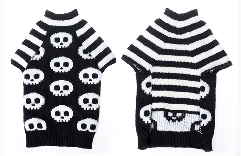 NACOCO Pet Sweaters Skeleton Sweater The Cat Dog Clothes Pet Clothing Little Puppy Dog Sweaters (Small) Black