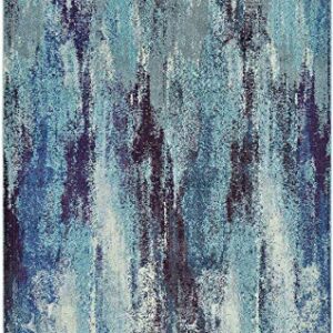 Unique Loom Jardin Collection Colorful, Vibrant, Abstract Watercolor Area Rug, 5' 1" x 8' Rectangle, Blue/Gray