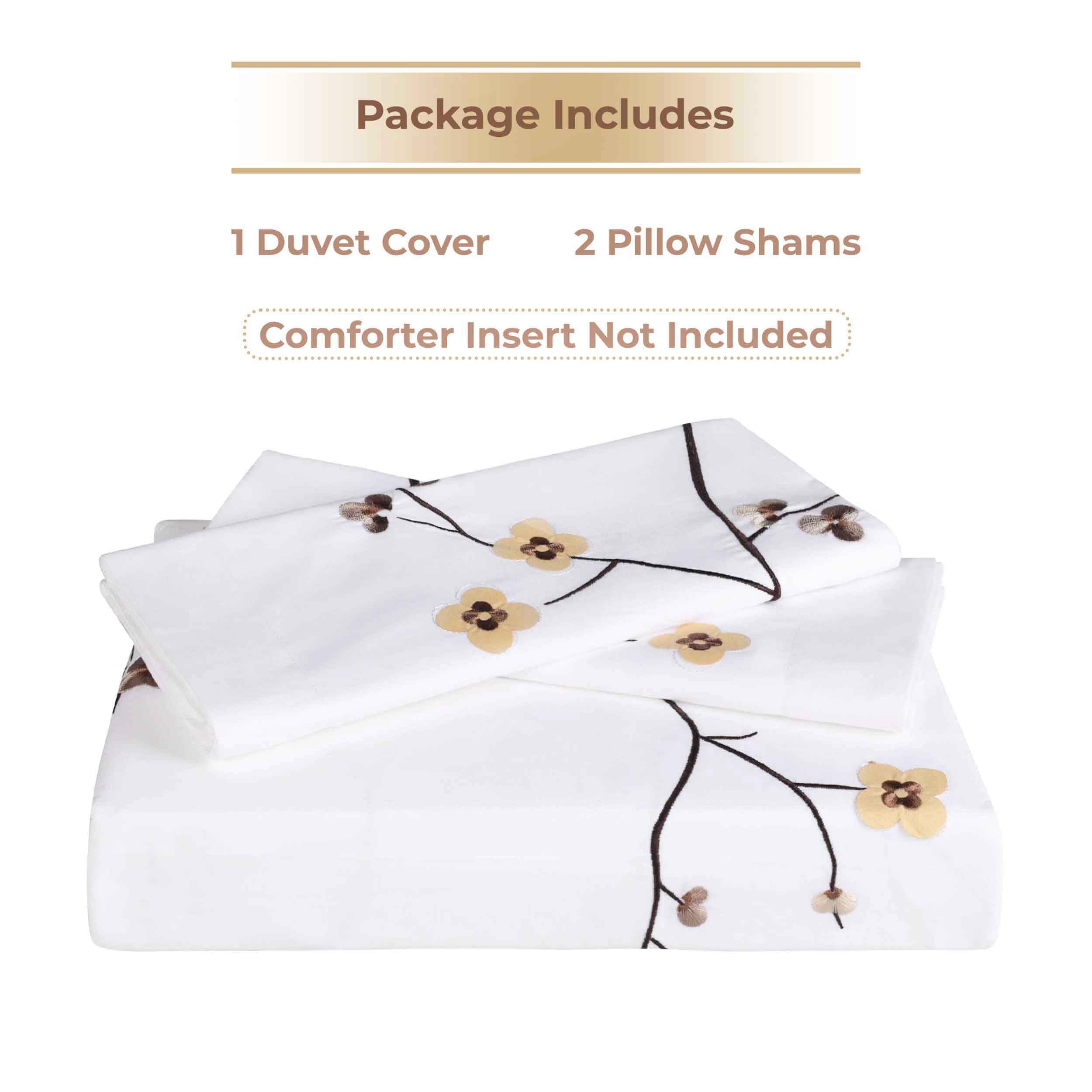 Superior Blossom Embroidered Floral Duvet Cover Set, Long-Staple Cotton, King/Cal King, White