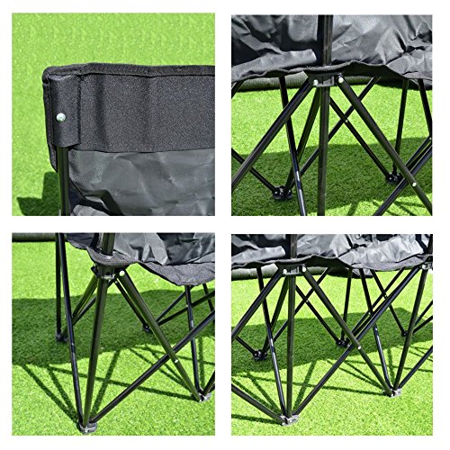 BenefitUSA 4 Seater Sideline Bench Portable Folding Team Sports Bench Sits Outdoor Waterproof- Black