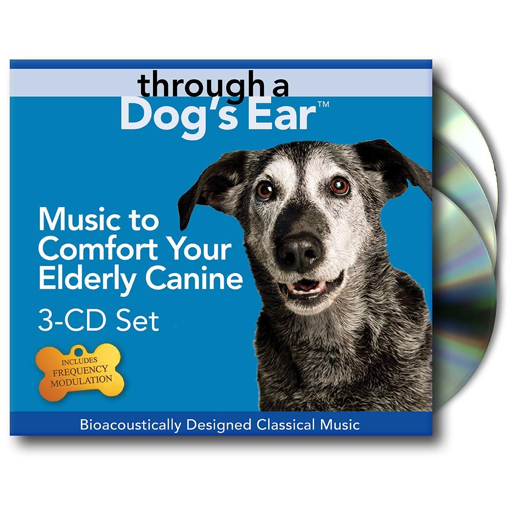 iCalmPet | Through a Dog's Ear: Elderly Canine | 3-CD Box Set | 3-hrs | Specially-arranged classical piano includes frequency modulation for older ears