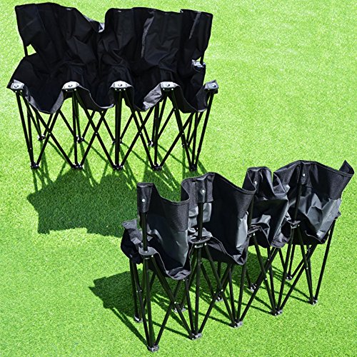 BenefitUSA 4 Seater Sideline Bench Portable Folding Team Sports Bench Sits Outdoor Waterproof- Black