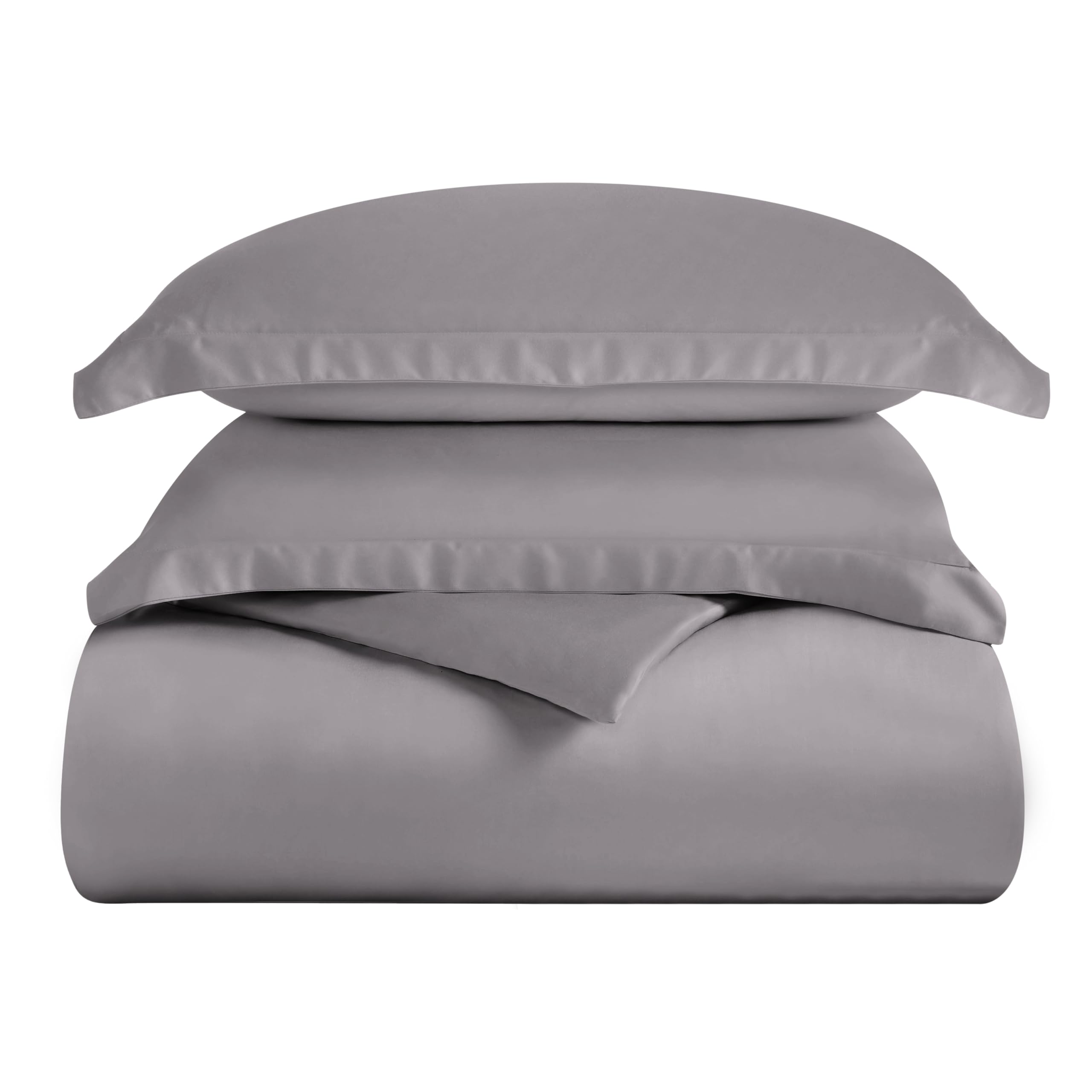 Superior 300 Thread Count Duvet Cover Set, 100% Modal from Beech, Solid, Full/Queen, Grey