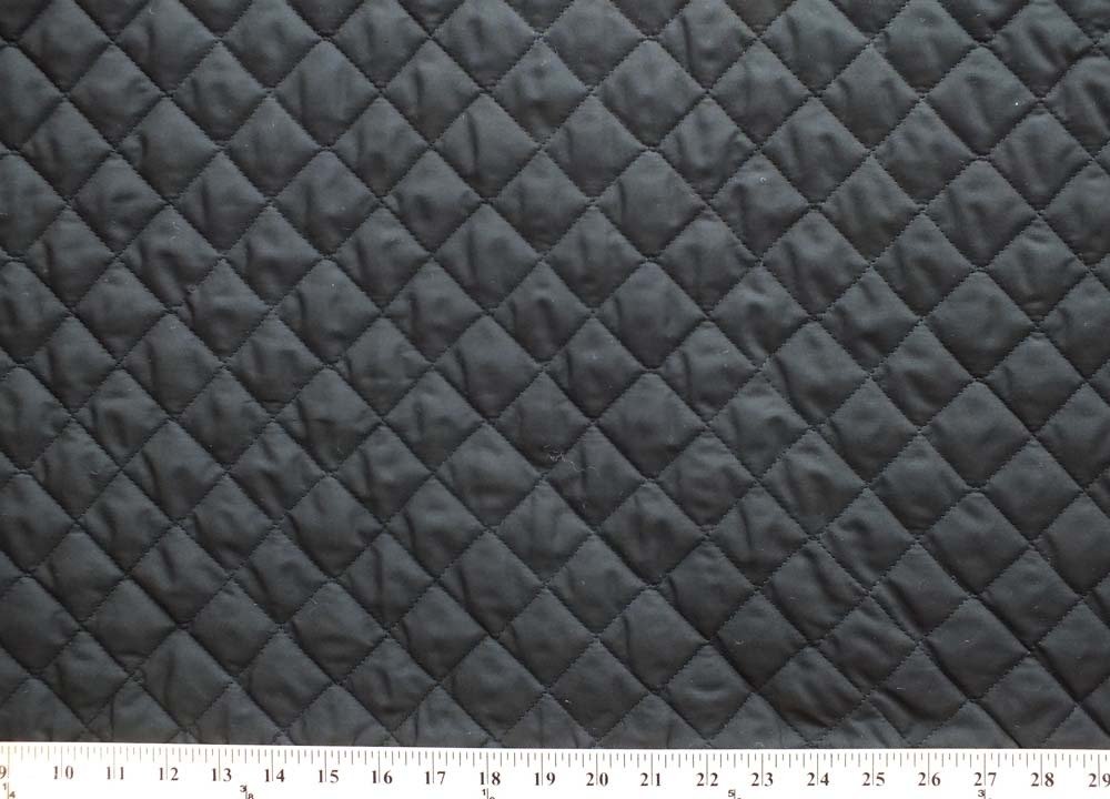 Double-Faced Reversible Pre-Quilted Black Polycotton Fabric by The Yard