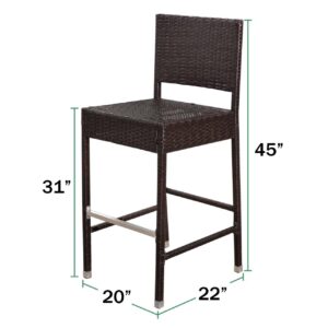 Strong Camel Dark Coffee Wicker Barstool Indoor Outdoor Patio Furniture All Weather Bar Stool