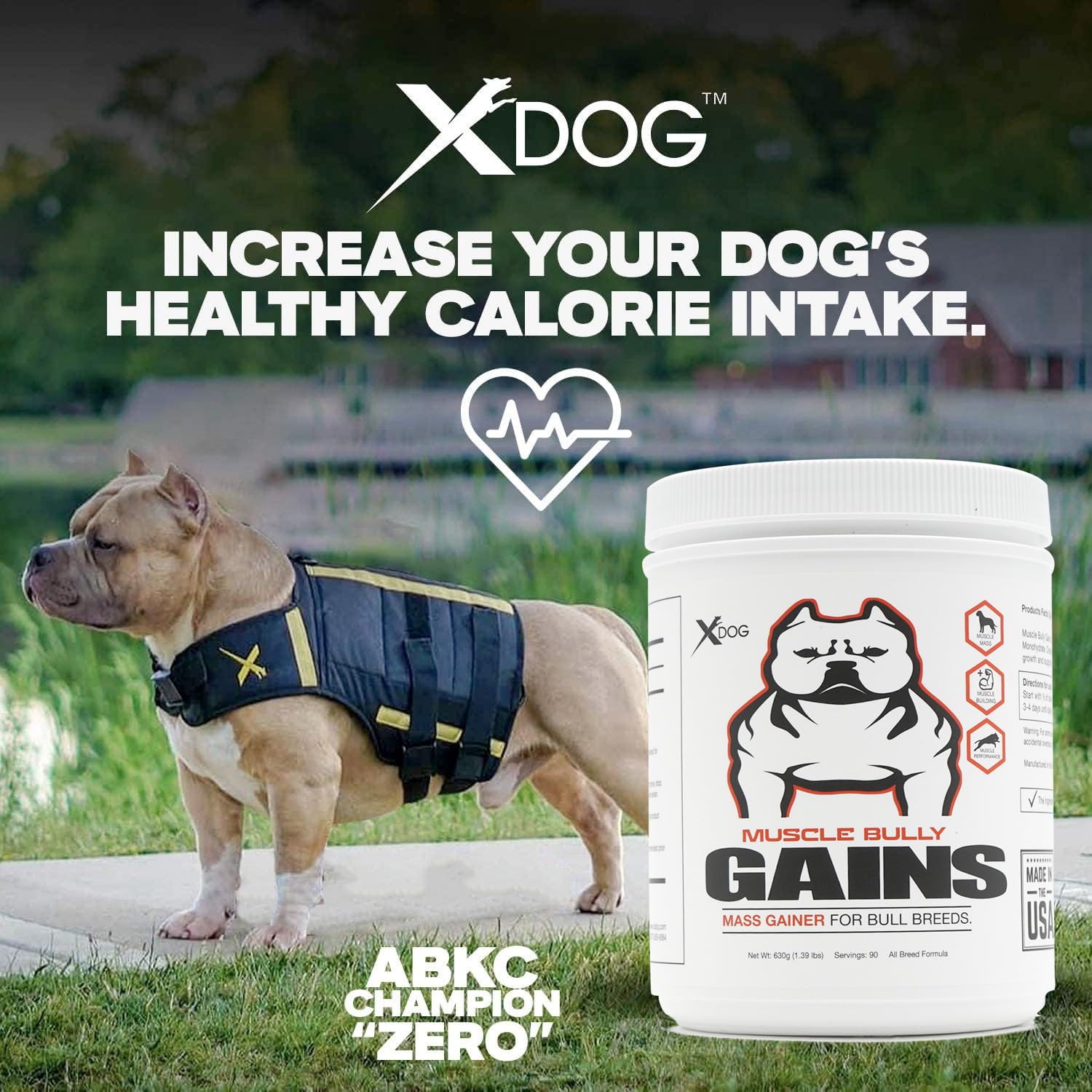 Muscle Bully Gains - Mass Weight Gainer for Dogs, Whey Protein, Flax Seed (for Bull Breeds, Pit Bulls, Bullies) Increase Healthy Natural Weight, Made in The USA (90 Servings)