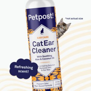 Petpost | Cat Ear Cleaner - Best Ear Remedy for Cats - Natural Coconut Oil Treatment Drops - Alcohol & Medicine Free - 8 oz.