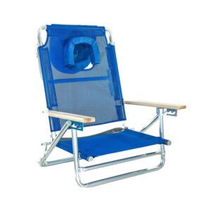 Ostrich South Beach Sand Chair, Beach Reclining Lawn Chair w/Carry Strap, Outdoor Furniture for Pool, Camping, or Backyard, Blue