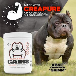 Muscle Bully Gains - Mass Weight Gainer for Dogs, Whey Protein, Flax Seed (for Bull Breeds, Pit Bulls, Bullies) Increase Healthy Natural Weight, Made in The USA (90 Servings)