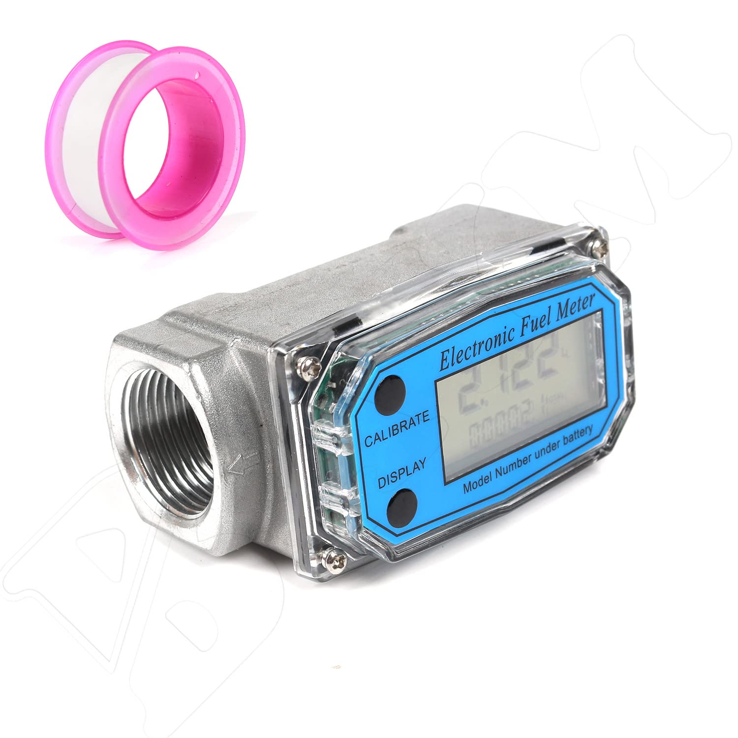 Turbine Flow Meter Electronic 1" 1 inch 10-100L/Min Oil Flowmeter Kerosene Gas Methanol Diesel Fuel Flow Digital Meter Oval Gear Gauge LCD BSPT/NPT with Battery