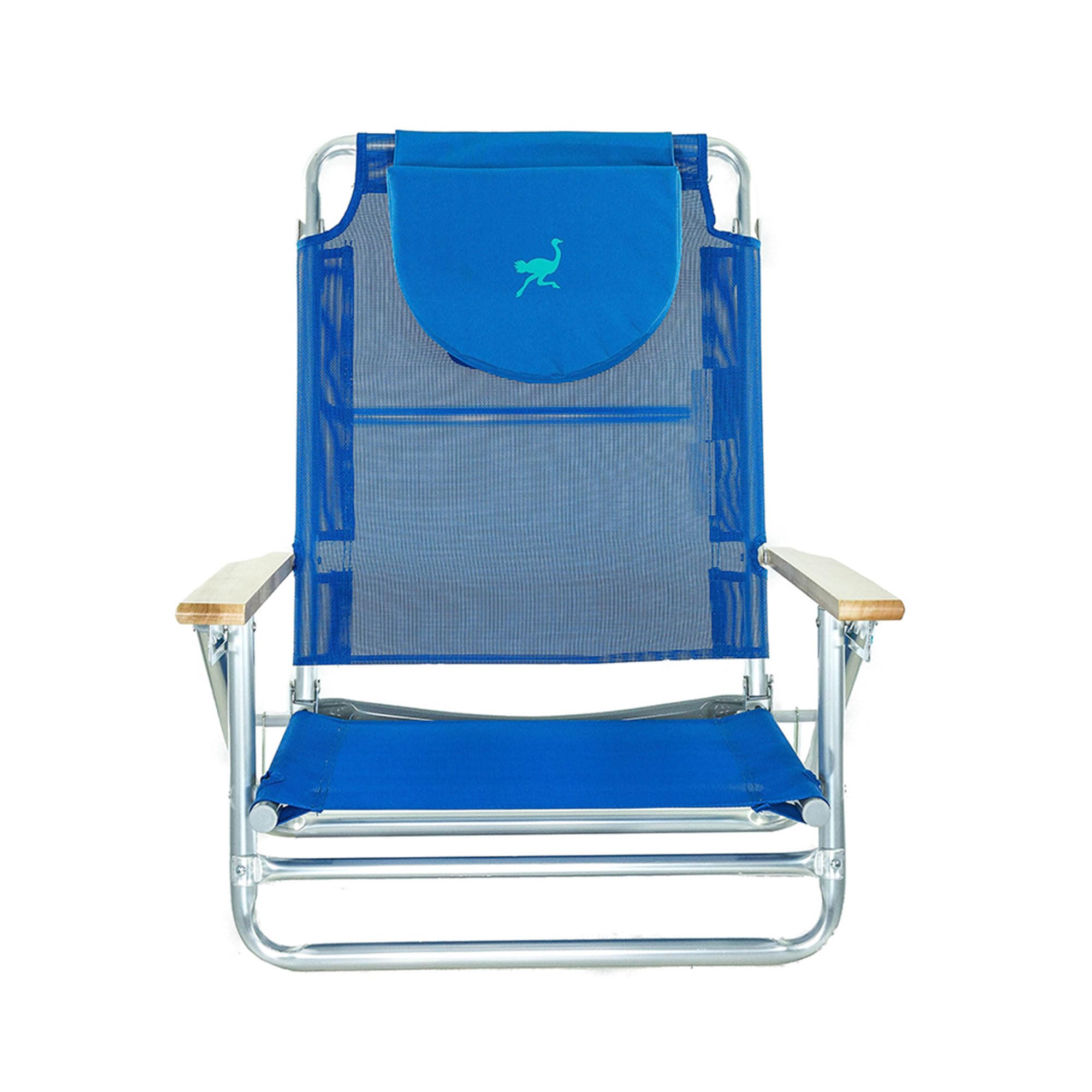 Ostrich South Beach Sand Chair, Beach Reclining Lawn Chair w/Carry Strap, Outdoor Furniture for Pool, Camping, or Backyard, Blue