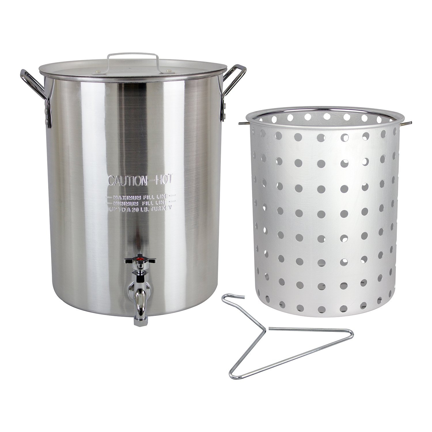 CHARD , Aluminum Stock Pot with Spigot and Perforated Strainer Basket Set, 30 quart