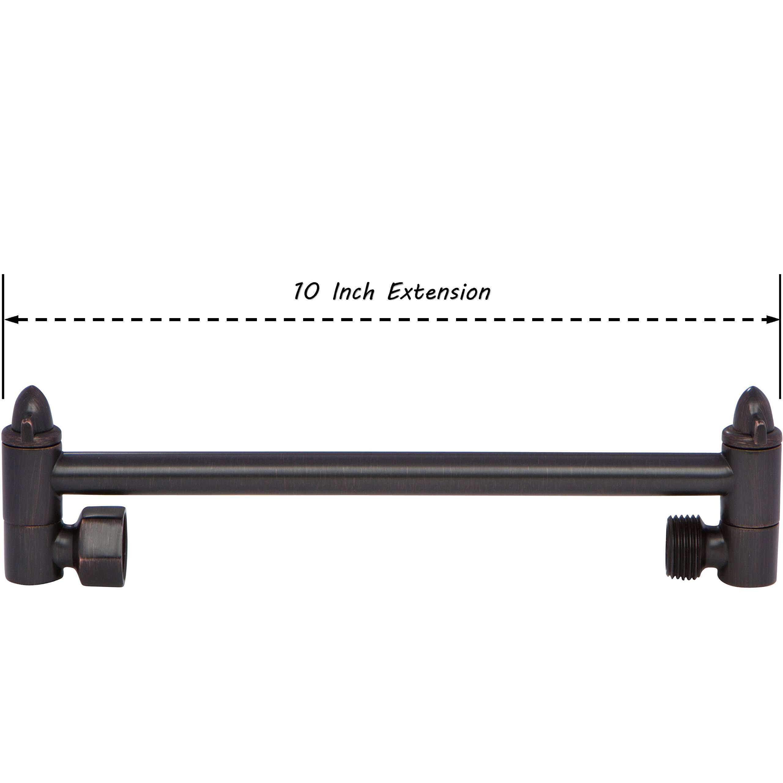 Adjustable Shower Head Extension Arm - 10 Inch Brass Shower Arm Extender Hardware - Oil-Rubbed Bronze