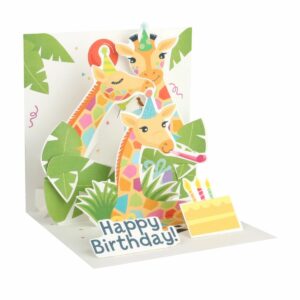 giraffes happy birthday card pop up 3d greeting card