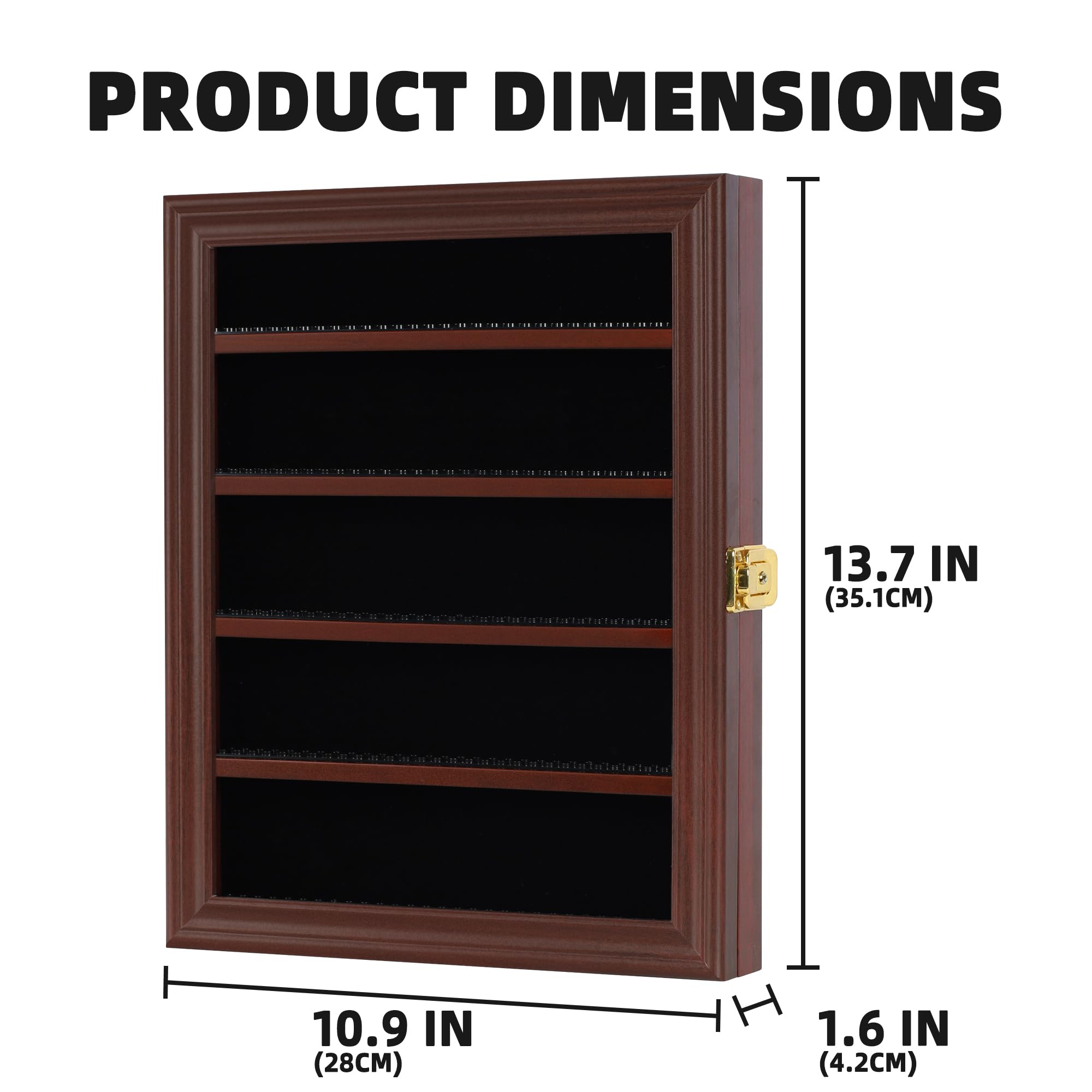 DisplayGifts Minifigures Dimensions Display Case Thimble Wall Mount Cabinet Door Lockable LG-CN30 Mahogany