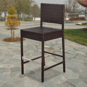 strong camel dark coffee wicker barstool indoor outdoor patio furniture all weather bar stool