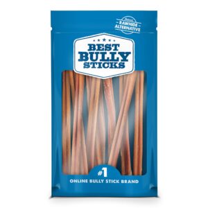 best bully sticks 12 inch all-natural usa-baked bully sticks for dogs - 12” easily digestible, 100% grass-fed beef, grain and rawhide free | 10 pack