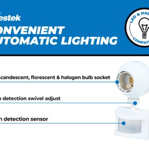 Westek Screw in Motion Sensor Light Socket for Outdoor Lighting, 2 Pack - This Motion Sensor Light Socket Adapter Turns On Lights When Movement is Detected, 20ft Distance - (OMLC163BC)