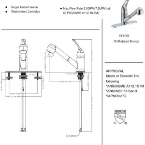 Designers Impressions 651755 Oil Rubbed Bronze Single Handle Kitchen Faucet - Kitchen Sink Faucet with Pull-Out Sprayer