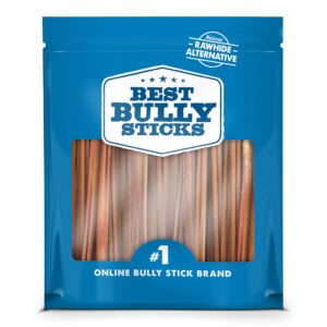 best bully sticks 6 inch all-natural usa-baked bully sticks for dogs - 6” easily digestible, 100% grass-fed beef, grain and rawhide free | 18 pack