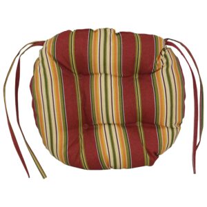 Blazing Needles 16-inch Outdoor Round Chair Cushion, 16" x 16", Kingsley Stripe Ruby 2 Count