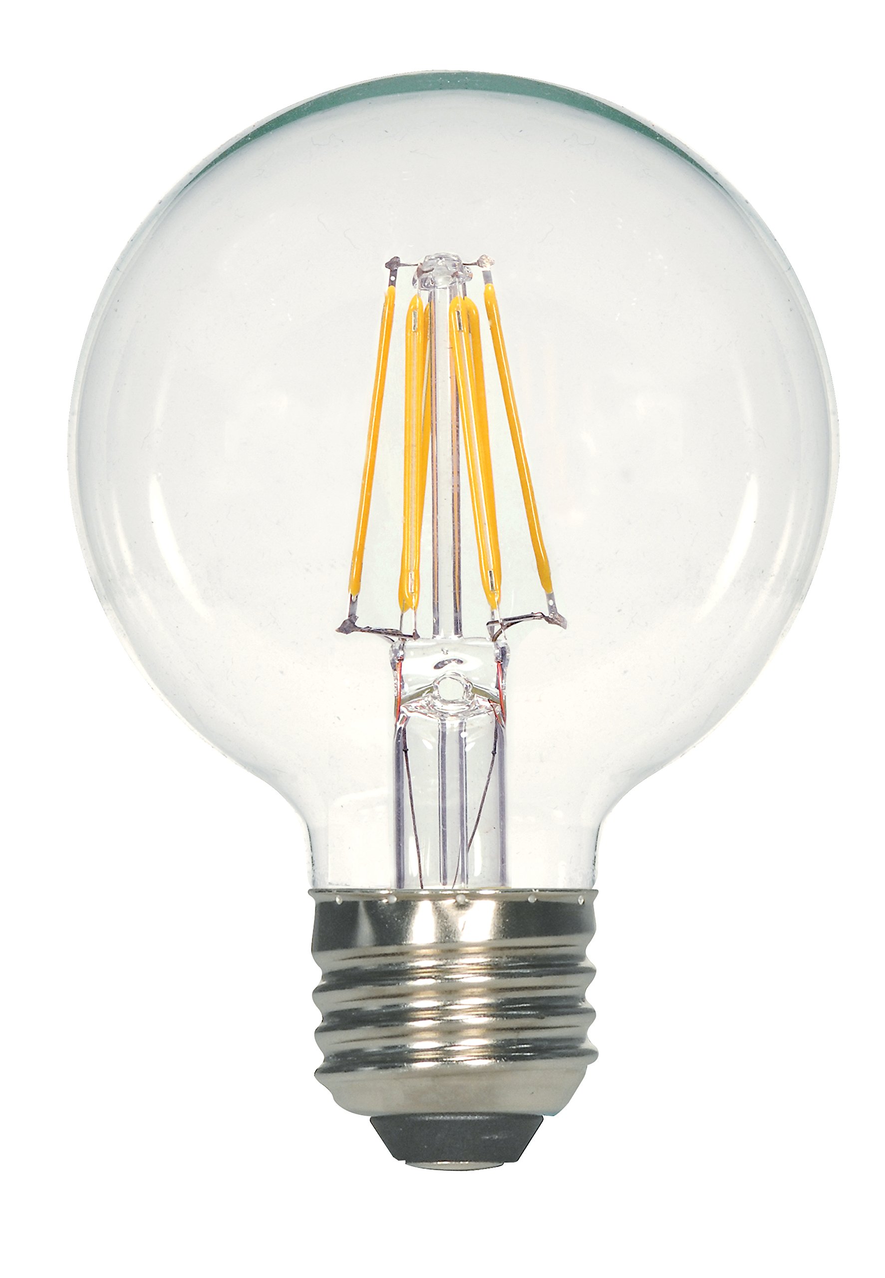 Satco S9564 Medium Bulb in Light Finish, 4.38 inches, 810Lm/Meduim Base, Decorative Globe G25-Shape