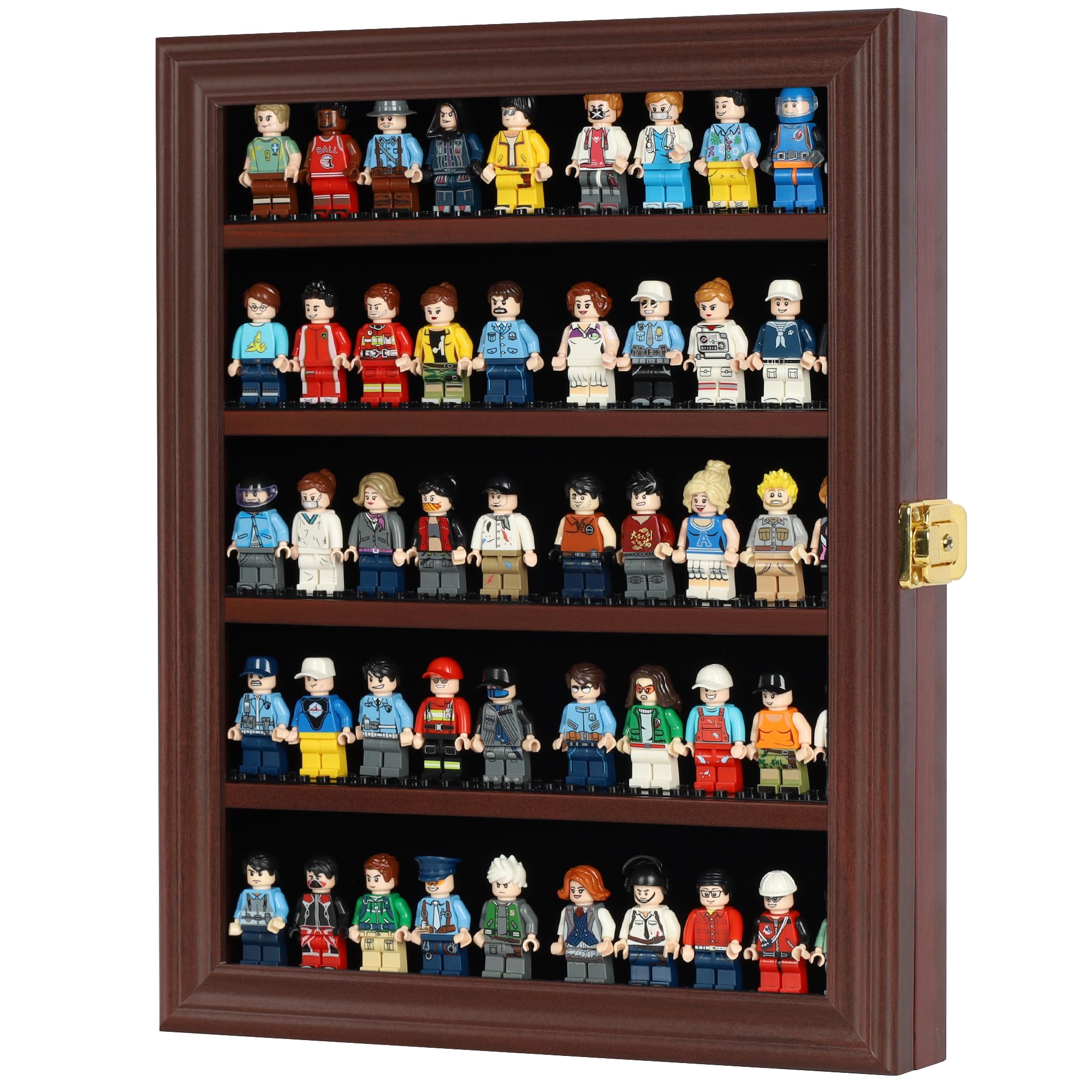 DisplayGifts Minifigures Dimensions Display Case Thimble Wall Mount Cabinet Door Lockable LG-CN30 Mahogany