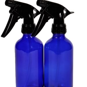 Vivaplex, 2, Large, 8 oz, Empty, Cobalt Blue Glass Spray Bottles with Black Trigger Sprayers