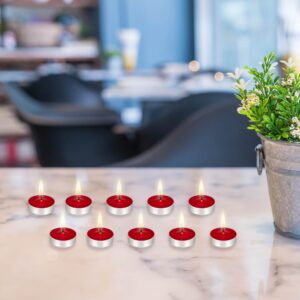 Mega Candles 100 pcs Unscented Red Tea Lights Candle, Pressed Wax Candles 3.5 Hour Burn Time, for Home Décor, Wedding Receptions, Baby Showers, Birthdays, Celebrations, Party Favors & More