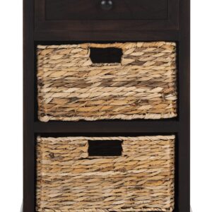 SAFAVIEH Home Collection Carrie Brown/ Natural Wicker 3-Drawer Storage Nightstand Side Table (Fully Assembled)