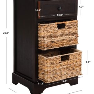 SAFAVIEH Home Collection Carrie Brown/ Natural Wicker 3-Drawer Storage Nightstand Side Table (Fully Assembled)