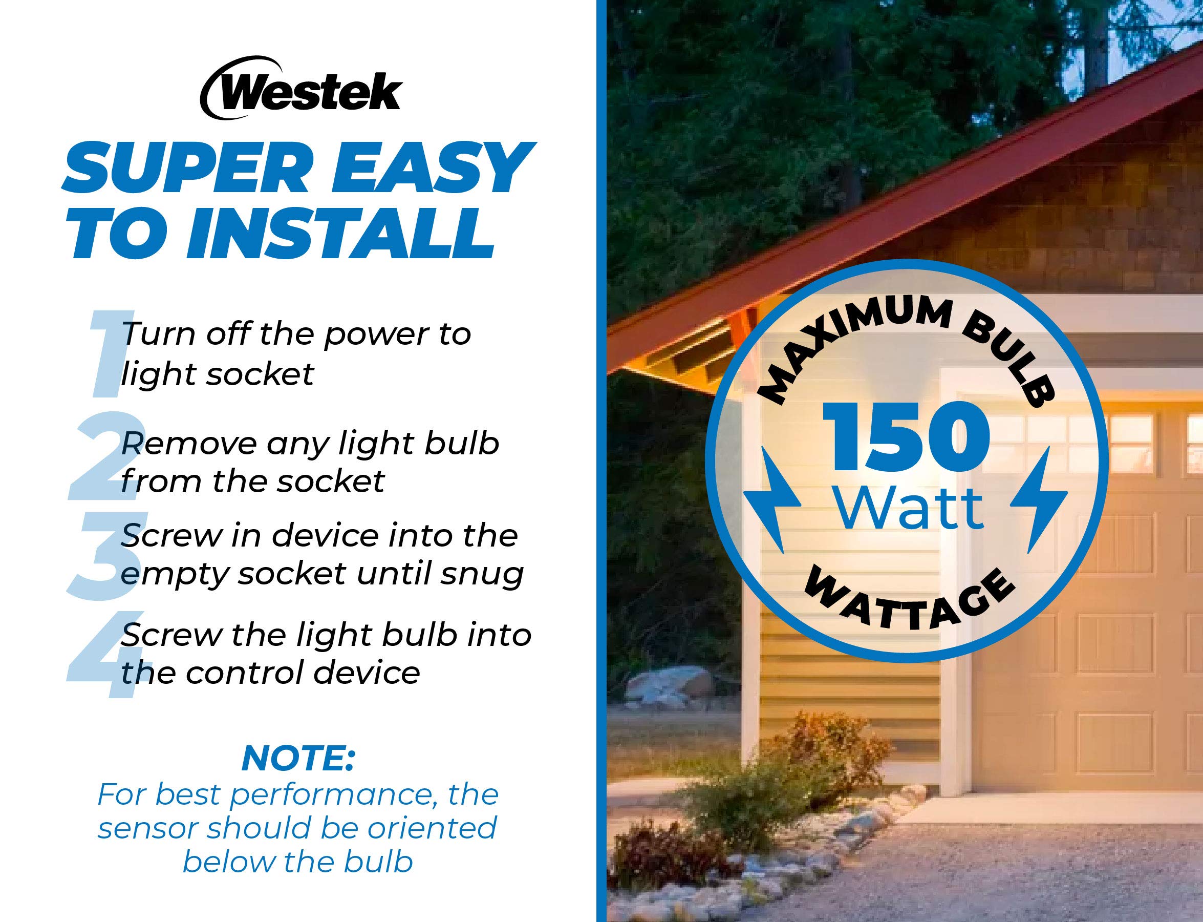 Westek Screw in Motion Sensor Light Socket for Outdoor Lighting, 2 Pack - This Motion Sensor Light Socket Adapter Turns On Lights When Movement is Detected, 20ft Distance - (OMLC163BC)