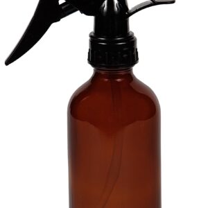 Vivaplex, 2, Large, 8 oz, Empty, Amber Glass Spray Bottles with Black Trigger Sprayers