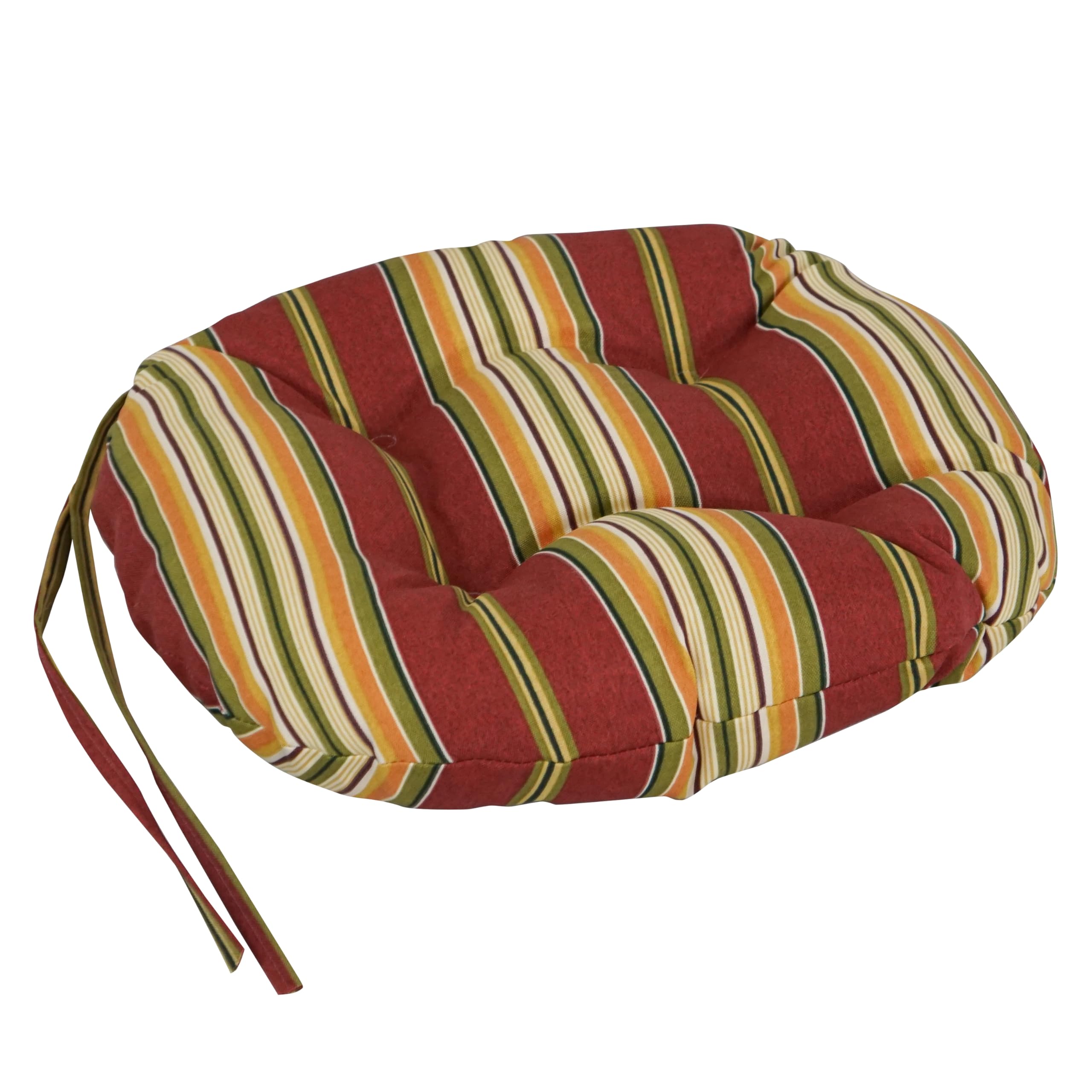 Blazing Needles 16-inch Outdoor Round Chair Cushion, 16" x 16", Kingsley Stripe Ruby 2 Count