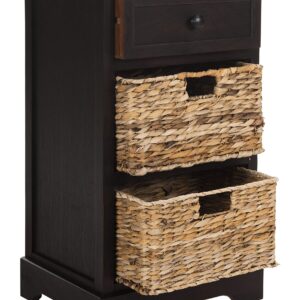 SAFAVIEH Home Collection Carrie Brown/ Natural Wicker 3-Drawer Storage Nightstand Side Table (Fully Assembled)