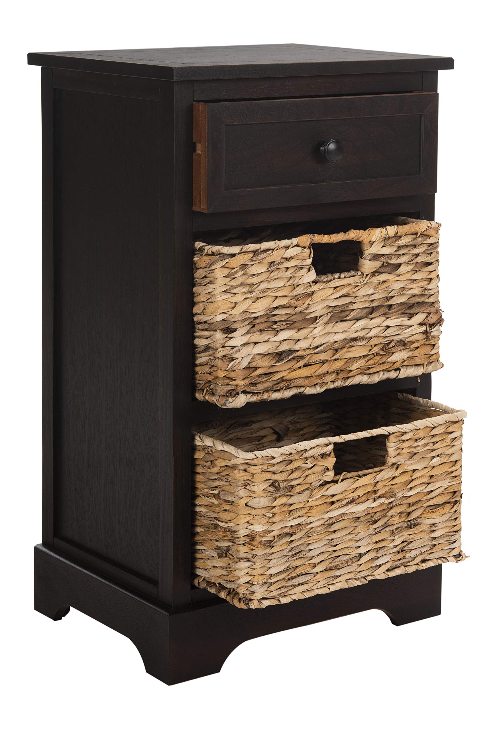 SAFAVIEH Home Collection Carrie Brown/ Natural Wicker 3-Drawer Storage Nightstand Side Table (Fully Assembled)