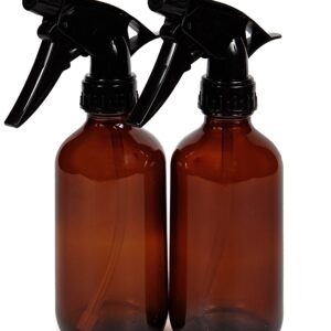 Vivaplex, 2, Large, 8 oz, Empty, Amber Glass Spray Bottles with Black Trigger Sprayers