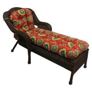 blazing needles u-shaped outdoor patterned spun polyester tufted chaise lounge cushion, 74" x 19", farrington terrace grenadine