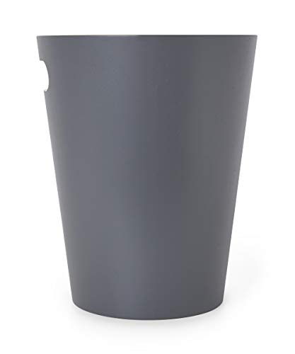 Umbra Woodrow, 2 Gallon Modern Wooden Trash Can Wastebasket or Recycling Bin for Home or Office, Dark Gray