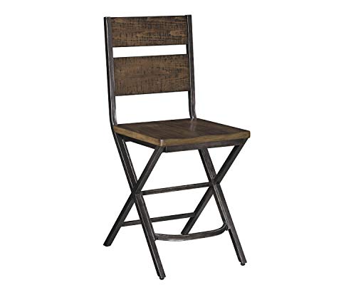 Signature Design by Ashley Kavara 24" Rustic Counter Height Barstool, 2 Count, Brown