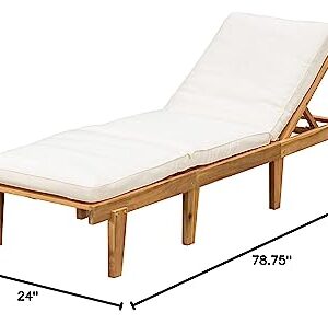 Christopher Knight Home Ariana Acacia Wood Chaise Lounge with Cushion, Teak Finish