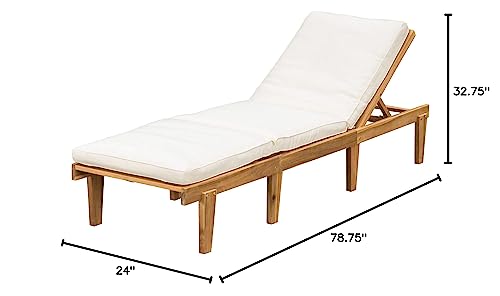 Christopher Knight Home Ariana Acacia Wood Chaise Lounge with Cushion, Teak Finish