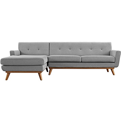 Modway Engage Mid-Century Modern Upholstered Fabric Left-Facing Sectional Sofa in Expectation Gray