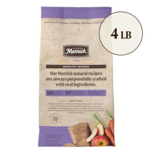 Merrick Healthy Grains Premium Dry Dog Food, Wholesome And Natural Kibble For Healthy Digestion, Puppy Recipe - 4.0 lb. Bag