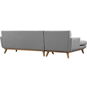 Modway Engage Mid-Century Modern Upholstered Fabric Left-Facing Sectional Sofa in Expectation Gray