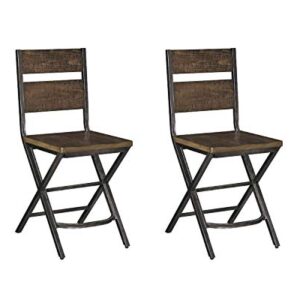 Signature Design by Ashley Kavara 24" Rustic Counter Height Barstool, 2 Count, Brown