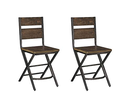 Signature Design by Ashley Kavara 24" Rustic Counter Height Barstool, 2 Count, Brown