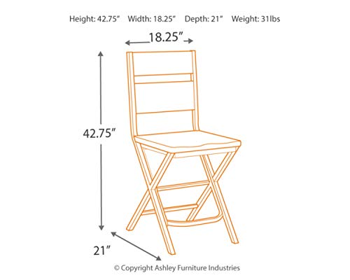 Signature Design by Ashley Kavara 24" Rustic Counter Height Barstool, 2 Count, Brown