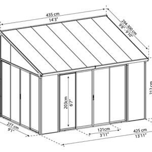 Palram - Canopia Sanremo 10x14 Enclosed Patio Cover with Screen Doors, White DIY Sunroom Kit Lean to Gazebo with Walls to Cover Patio Furniture, Deck, & Porch, UV Protected Polycarbonate Shelter